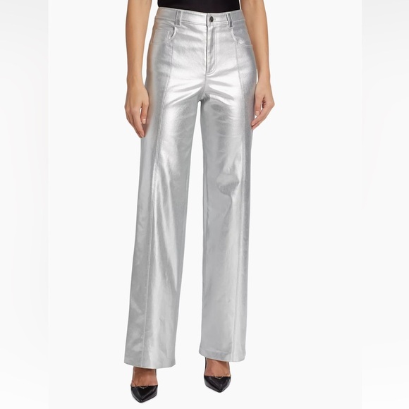 Cinq à Sept Women's Foiled Francine Pants, Silver, 0, Like New